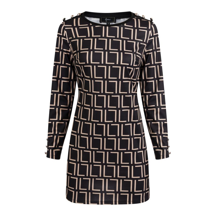 Faina faina Jurk beige / zwart -
