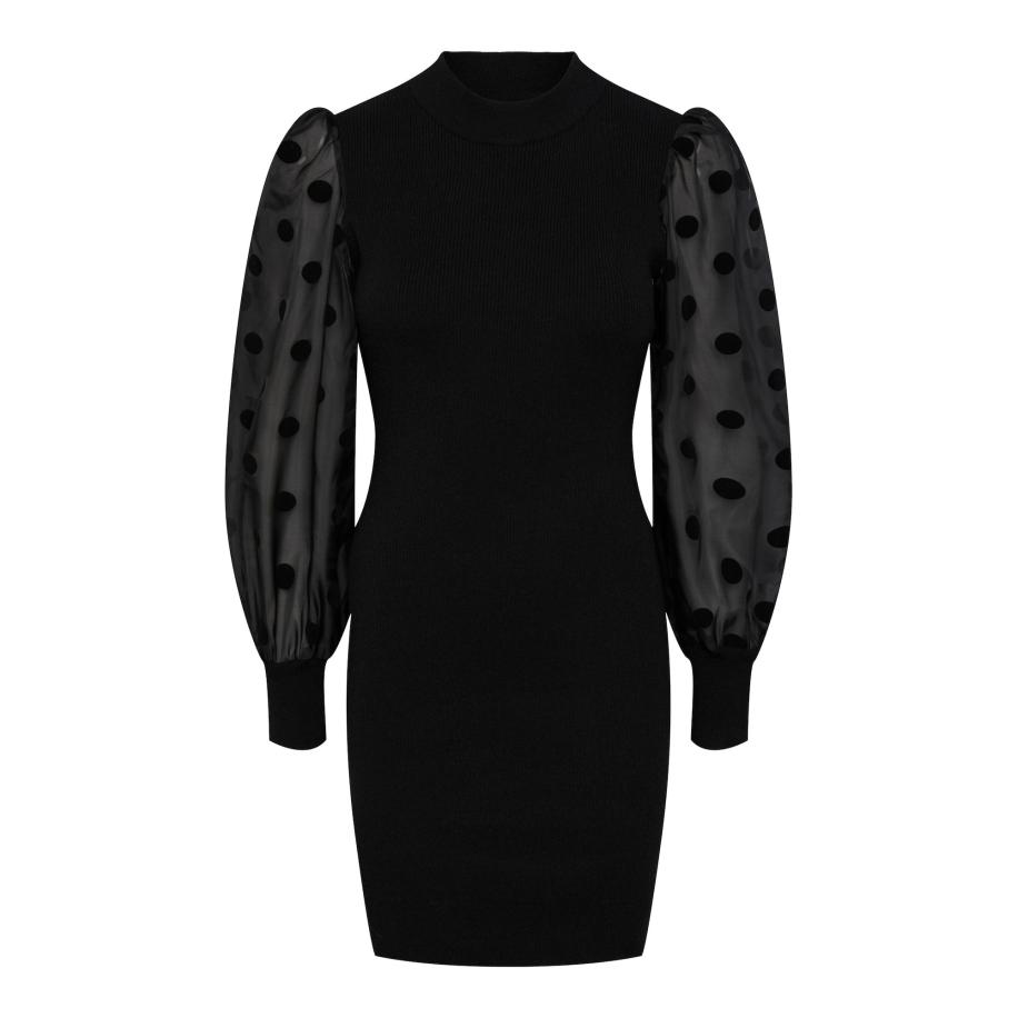 YAS YAS Gebreide jurk DOTME zwart -