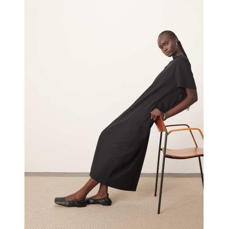 ARRANGE Premium Midi T-shirt-jurk van zware stof in zwart