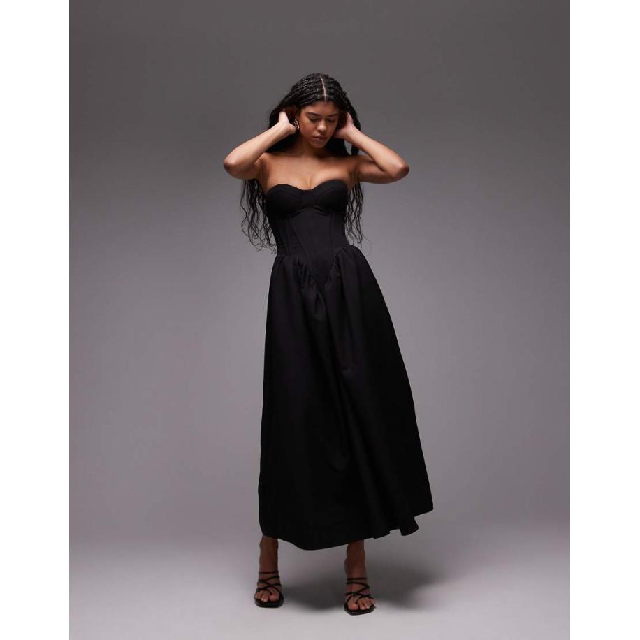 Heiress Beverly Hills Maxi bandeau-jurk met korsetdetail in zwart Zwart