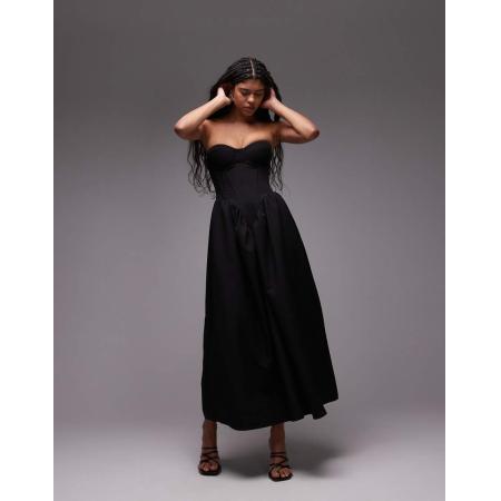 Heiress Beverly Hills Maxi bandeau-jurk met korsetdetail in zwart