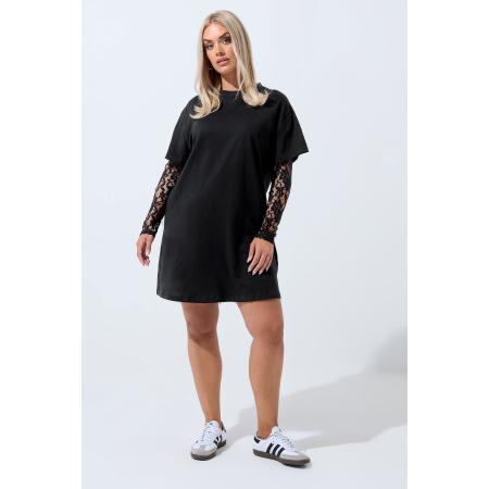 Limited Collection Zwarte Kanten Mouwjurk Size 54-56