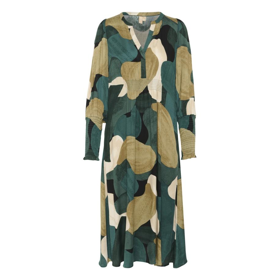 Culture CULTURE Jurk CU Dana beige / olijfgroen / donkergroen -