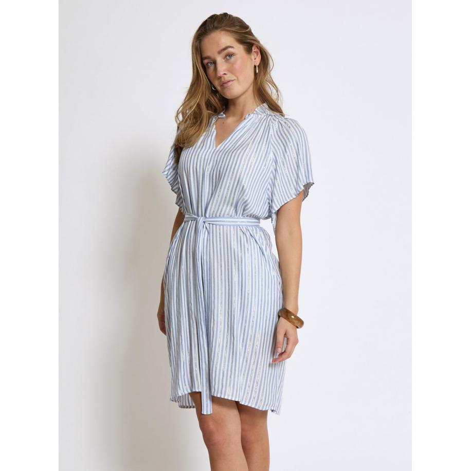 Peppercorn Peppercorn Jurk Hailey lichtblauw / zilver / wit -