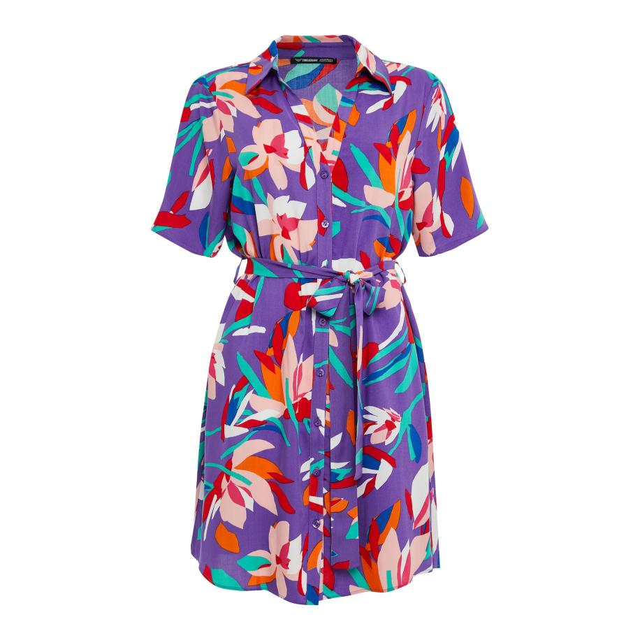 Threadbare Threadbare Blousejurk Tyler donkerlila / oranje / rosa / rood -