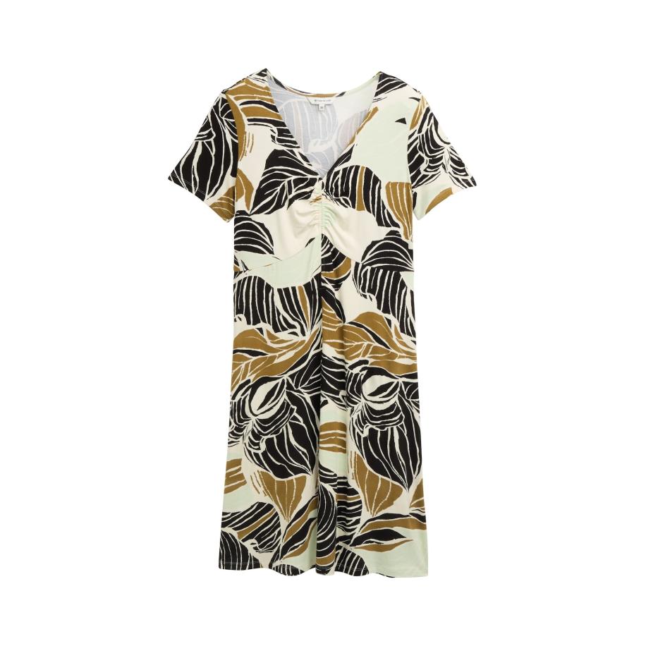 Tom Tailor TOM TAILOR Zomerjurk crème / karamel / zwart -