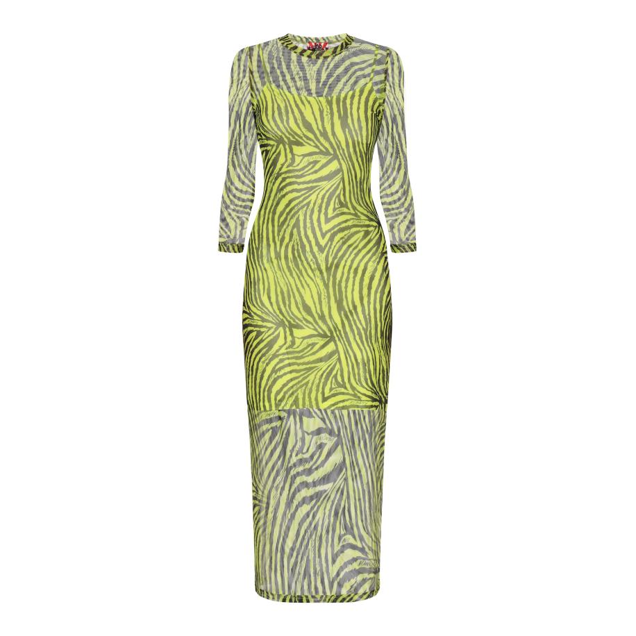 MYMO myMo ROCKS Jurk Fashion Look limoen / zwart -