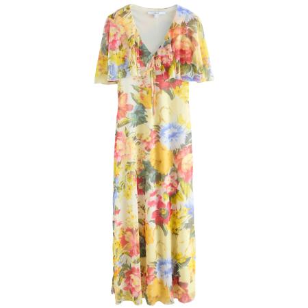 Next Next Jurk lichtblauw / donkergeel / petrol / spar