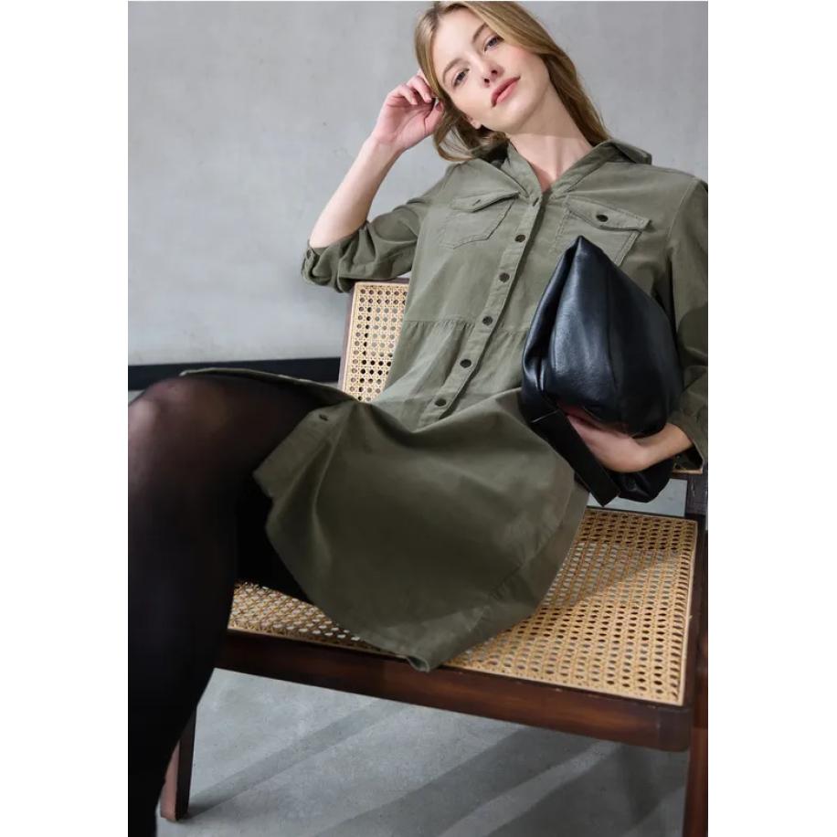 Street One Corduroy jurk met volant - Groen