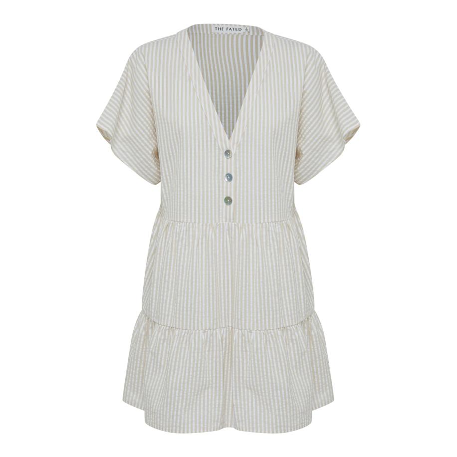 The Fated The Fated Jurk ACACIA beige / wit -