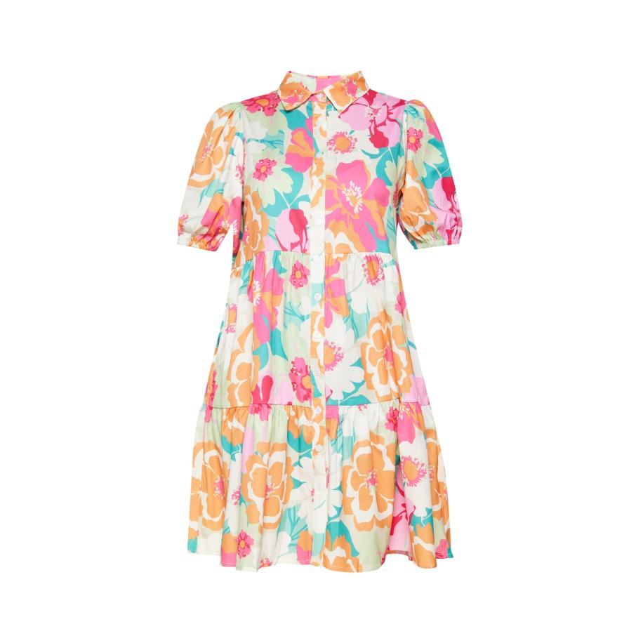 FELIPA FELIPA Blousejurk Fashion Look turquoise / lichtgroen / pink / wit -