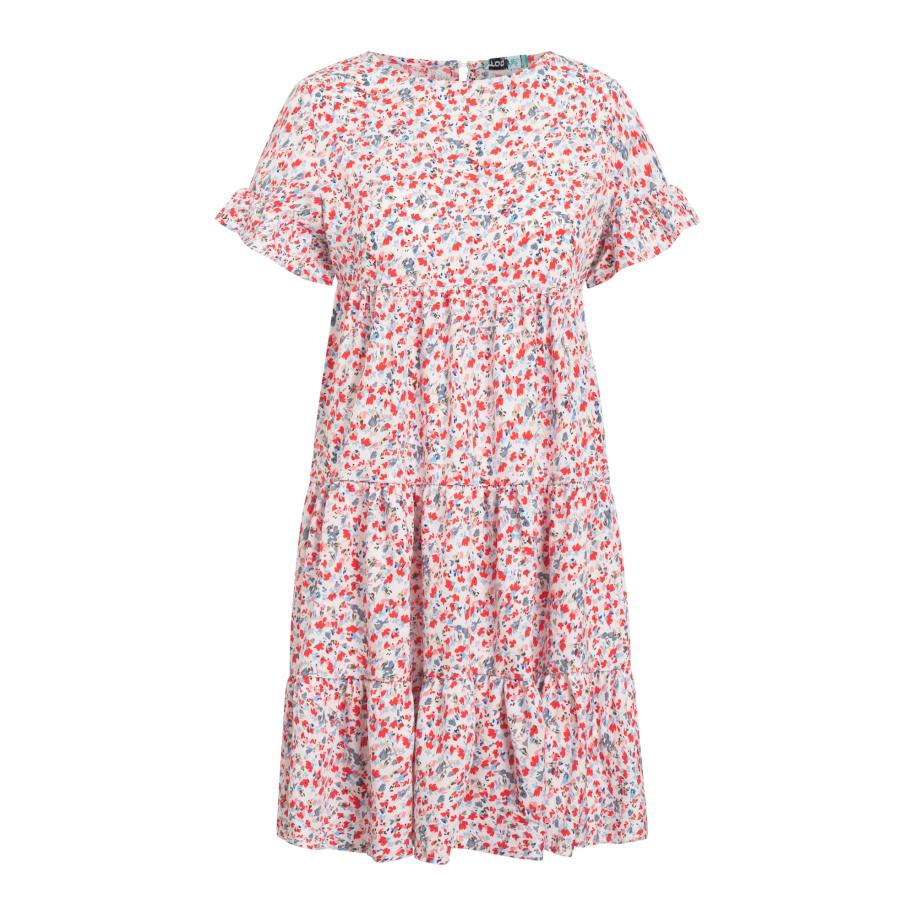 TOOche TOOche Zomerjurk Crazy azuur / grijs / rood / wit -