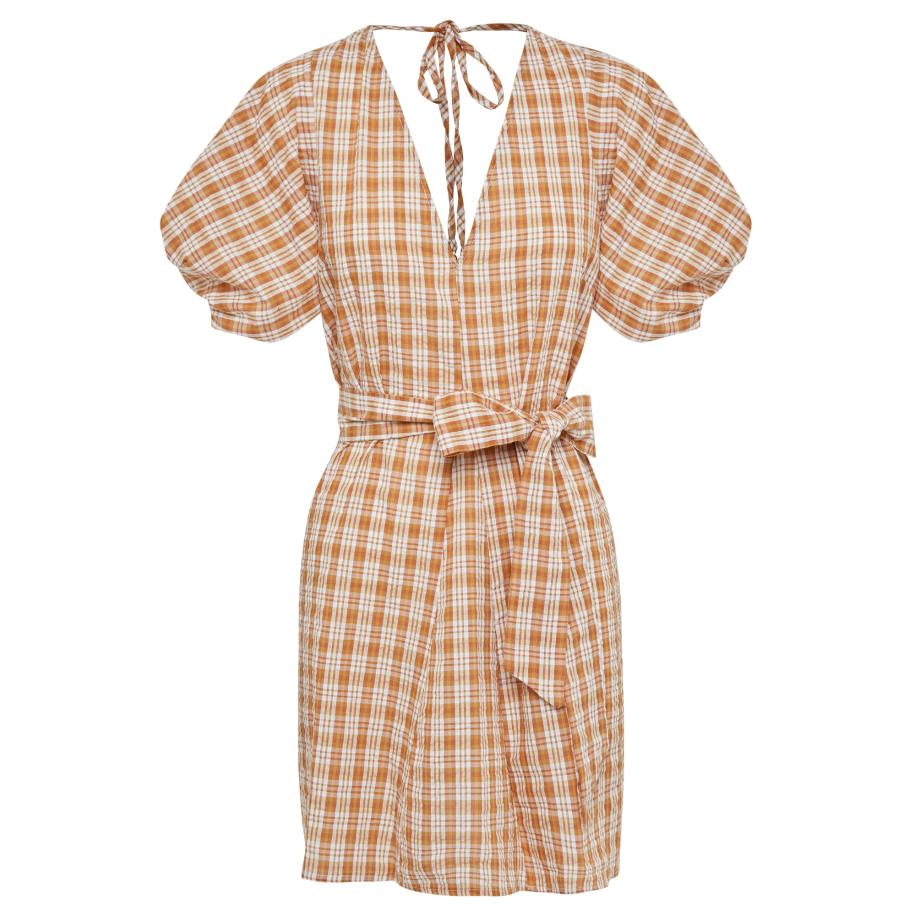 The Fated The Fated Jurk Aiden beige / bruin / oranje -