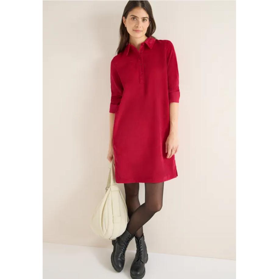 CECIL Corduroy jurk in effen kleur Rood