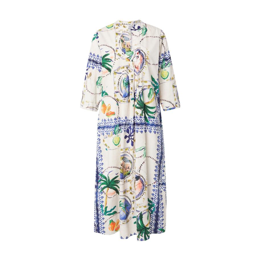 Emily van den Bergh Emily Van Den Bergh Blousejurk sand / blauw / groen / donkeroranje -