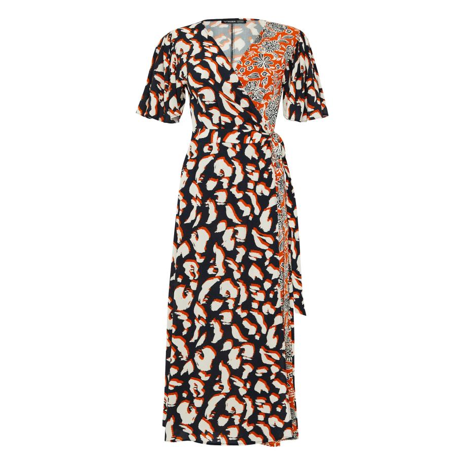 Threadbare Threadbare Zomerjurk Malika nachtblauw / oranjerood / wit -