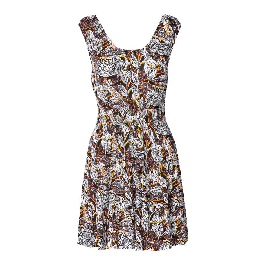 KOROSHI KOROSHI Zomerjurk oranje / zwart / wit -