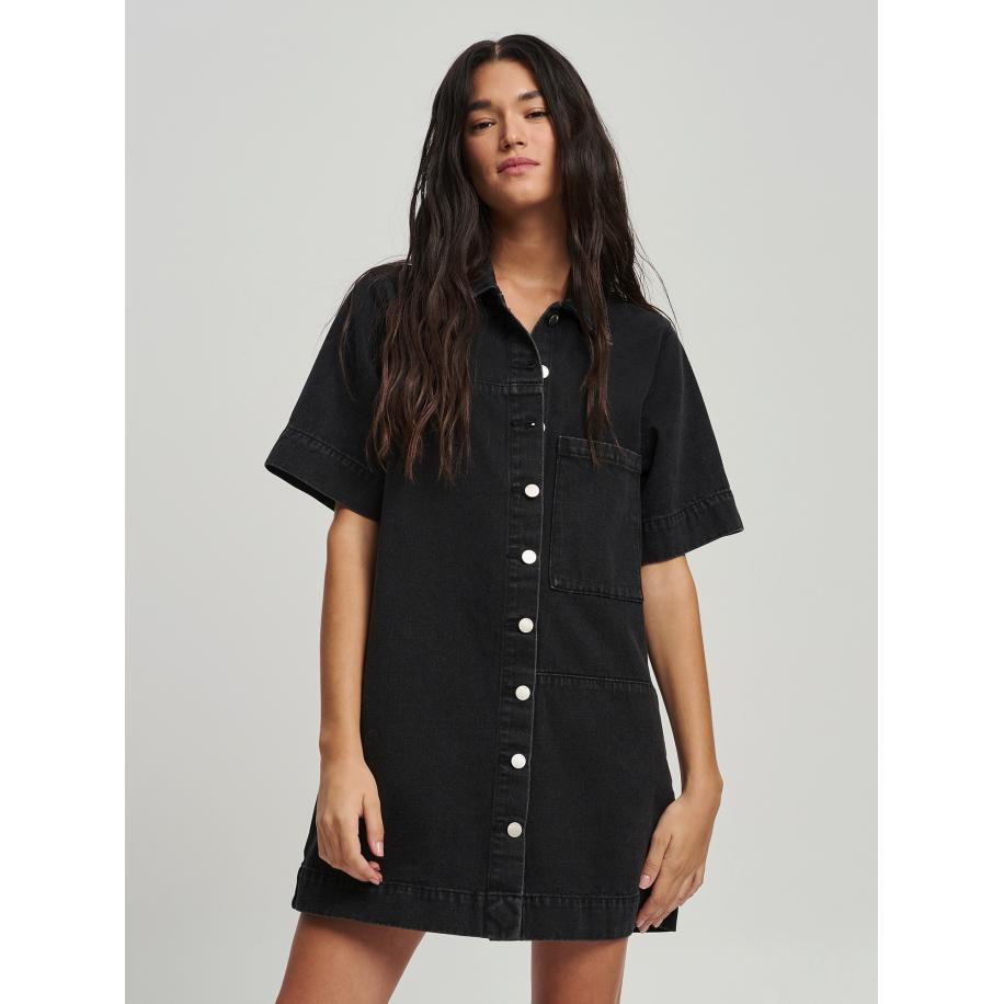 St MRLO Jurk DENIM SHIRT DRESS zwart Zwart