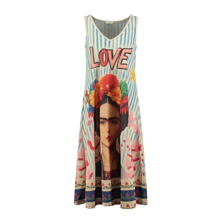 Key Largo Key Largo Jurk Love beige / lichtblauw / gemengde kleuren -