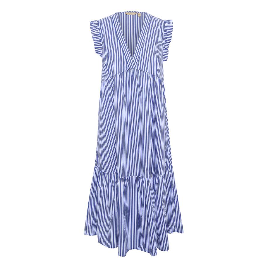 Culture CULTURE Jurk Bjørg blauw / wit -