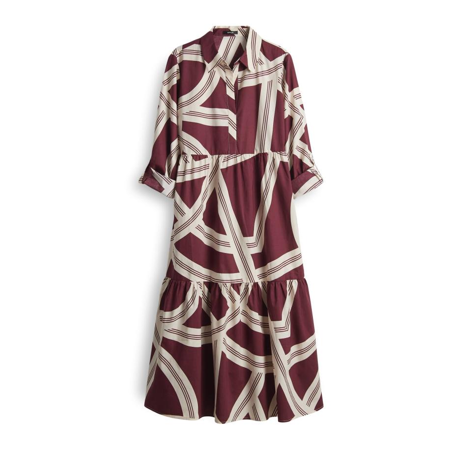 OPUS OPUS Jurk Werano bordeaux / wit -