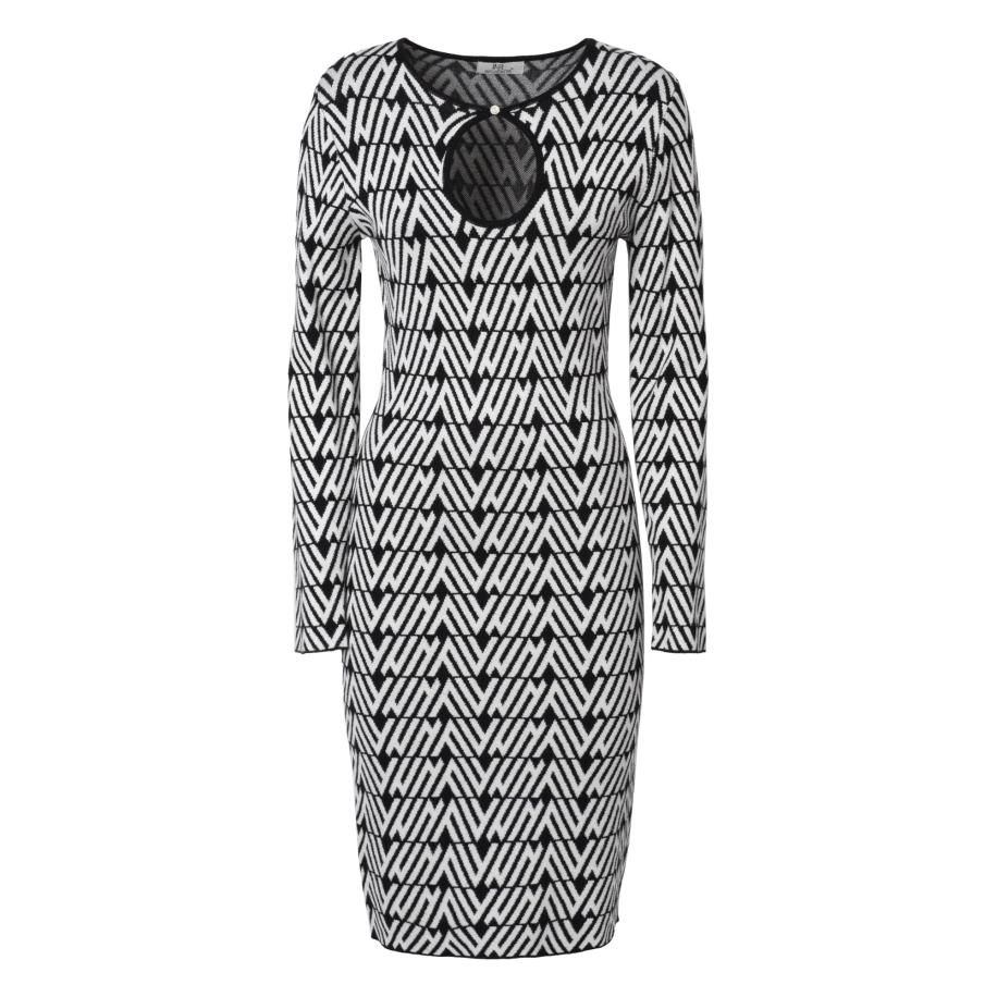 Influencer Influencer Gebreide jurk zwart / wit -