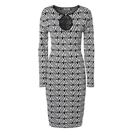 Influencer Influencer Gebreide jurk zwart / wit