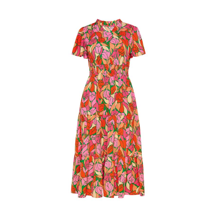 FELIPA FELIPA Jurk Festival grasgroen / pasteloranje / lichtroze / knalrood -