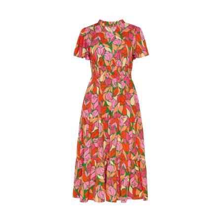 FELIPA FELIPA Jurk Festival grasgroen / pasteloranje / lichtroze / knalrood