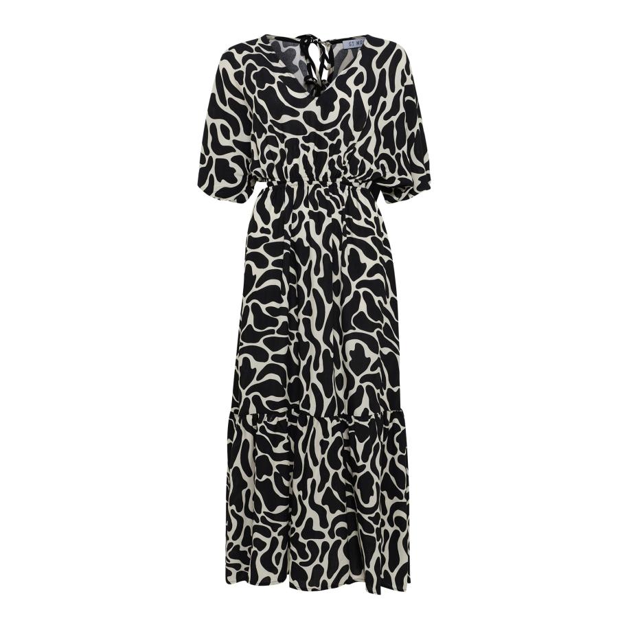 St MRLO Jurk Therase zwart / wit Zwart