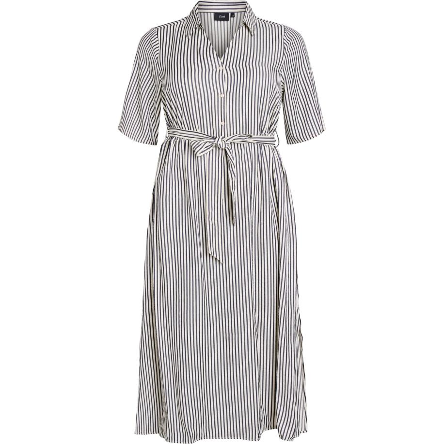 Zizzi Zizzi Blousejurk Canavas zwart / wit -