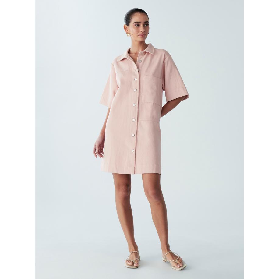 St MRLO Blousejurk LEE DENIM SHIRT DRESS pink Roze