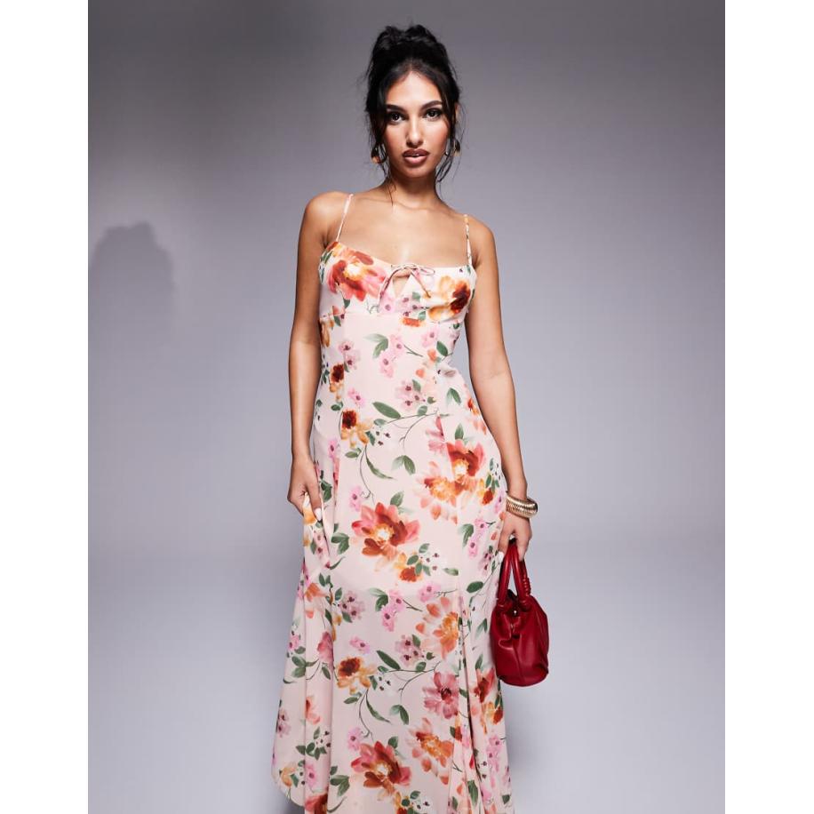 Forever New Midaxi-jurk met bandjes in roze met bloemenprints Roze