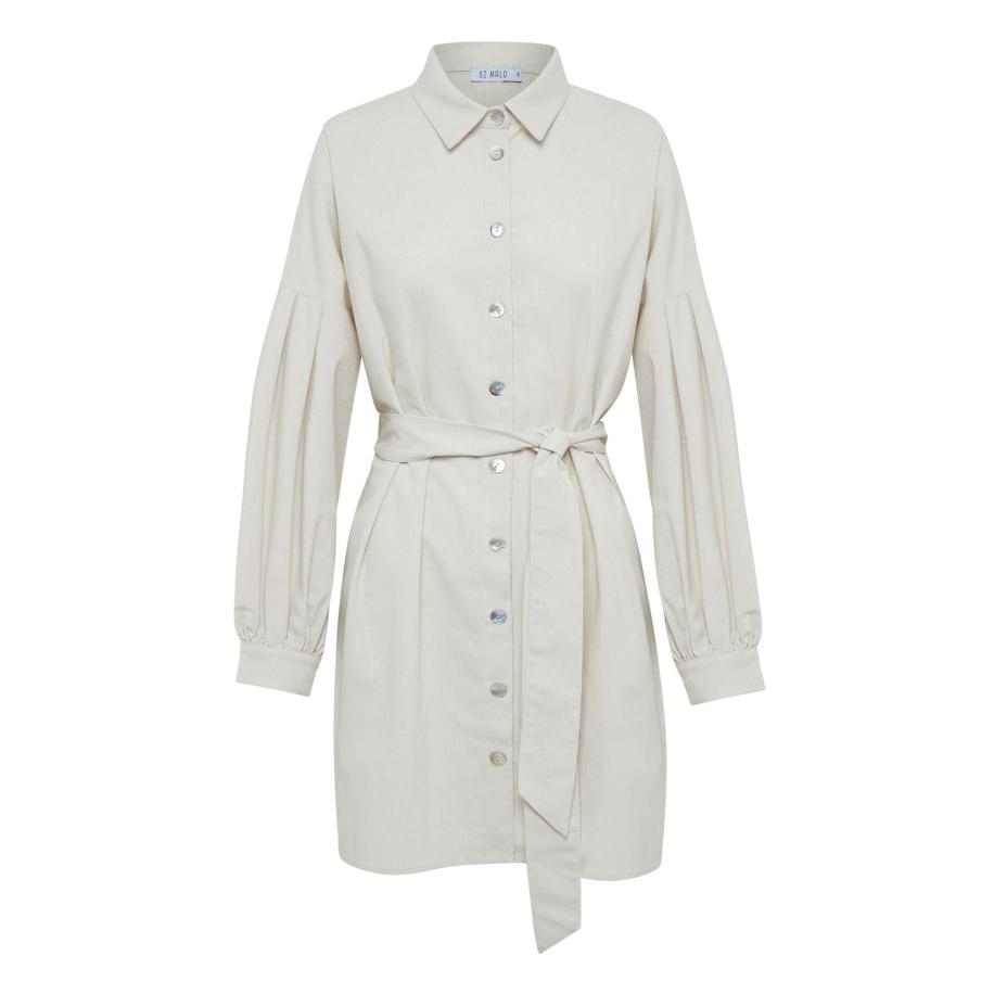 St MRLO Jurk BLIGH SHIRT DRESS nude Wit