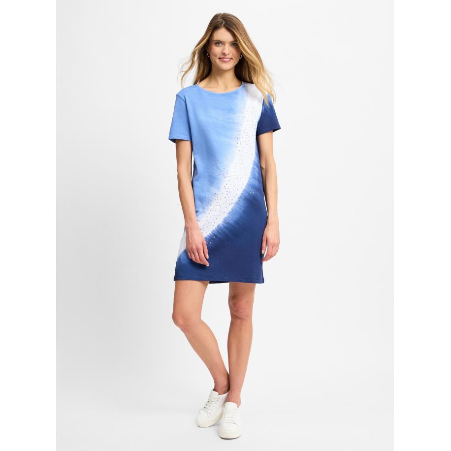 Monari monari Jurk lichtblauw / donkerblauw / wit -