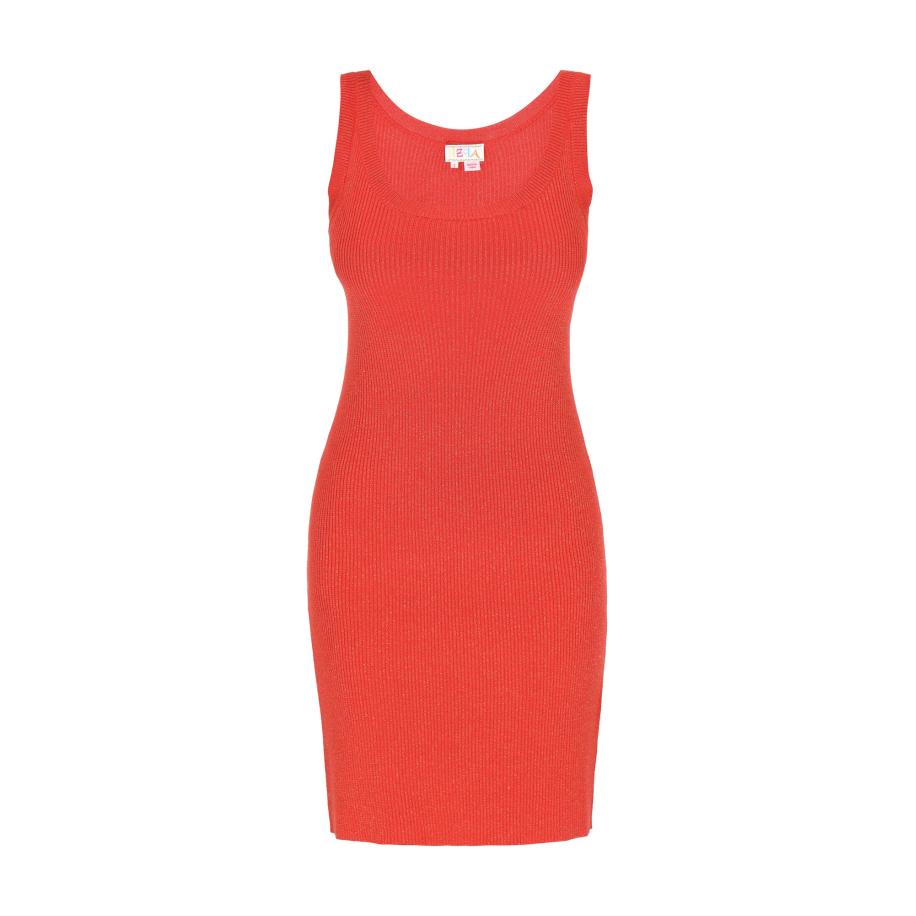 IZIA IZIA Gebreide jurk Spring Summer donkeroranje -