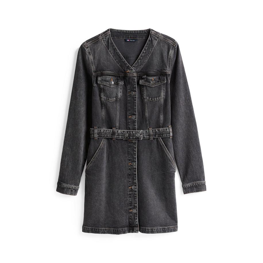 Tommy Jeans Jurk black denim Zwart