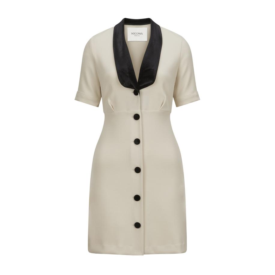 Nicowa Jurk Awinala crème / zwart Wit