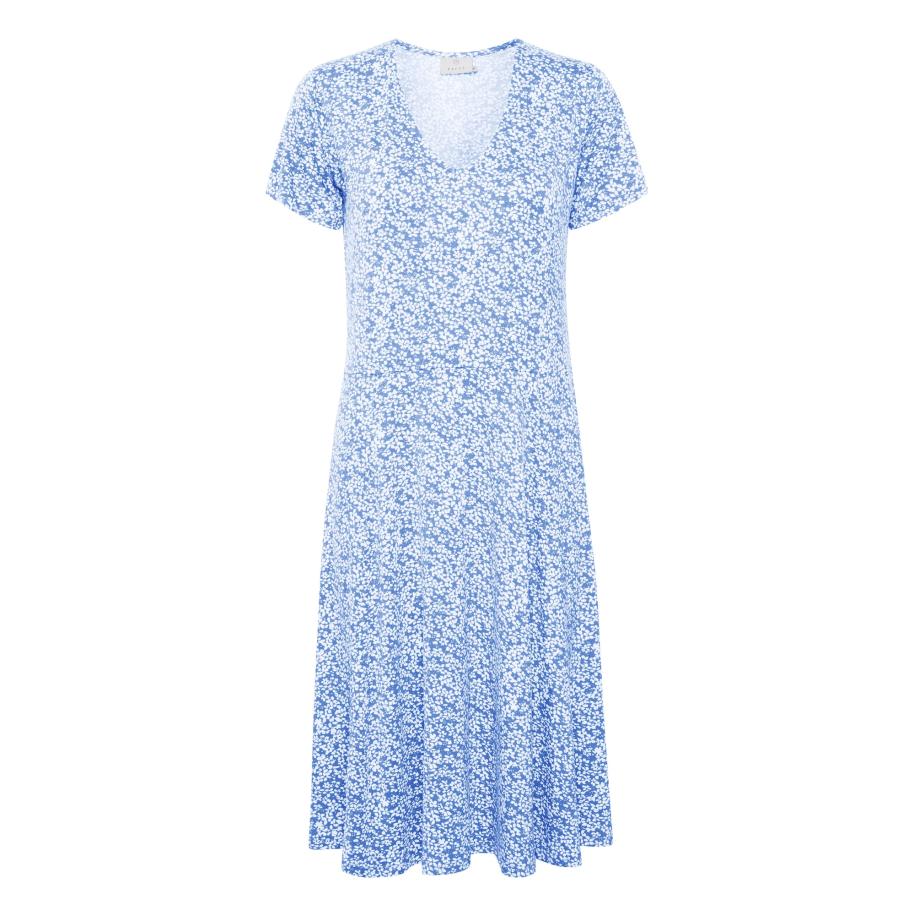 Kaffe Kaffe Jurk Molly lichtblauw / wit -