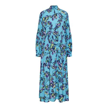 YAS YAS Jurk Topaz lichtblauw / geel / donkerlila / rosa