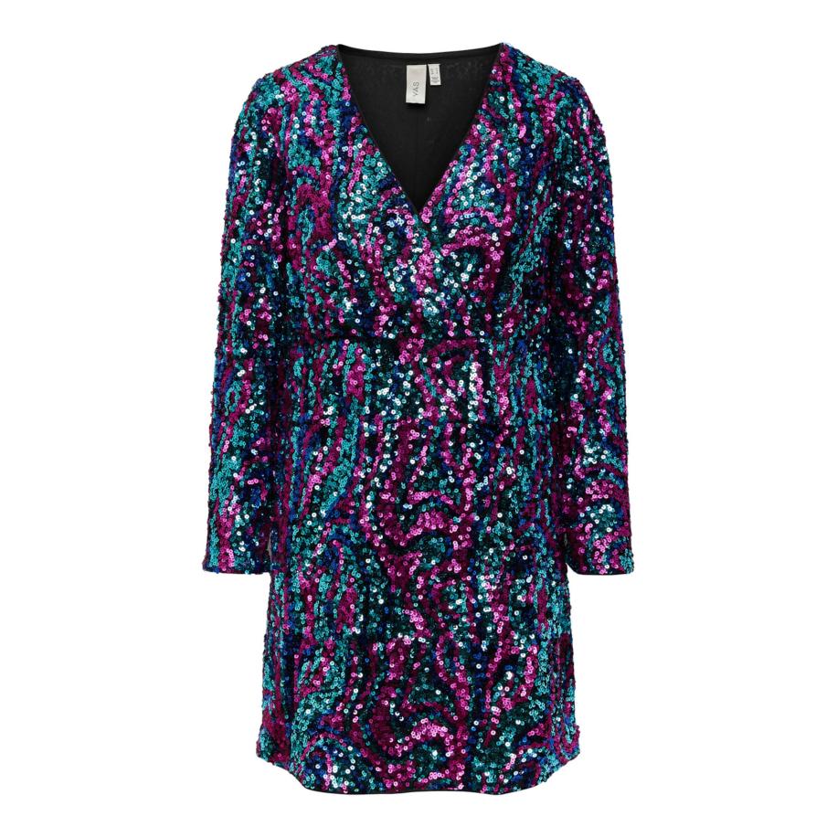 YAS YAS Jurk FLUA blauw / jade groen / pink / zwart -