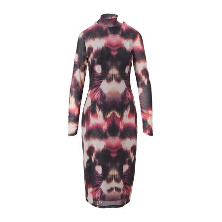 Comma COMMA Jurk sand / lichtgrijs / aubergine / pink