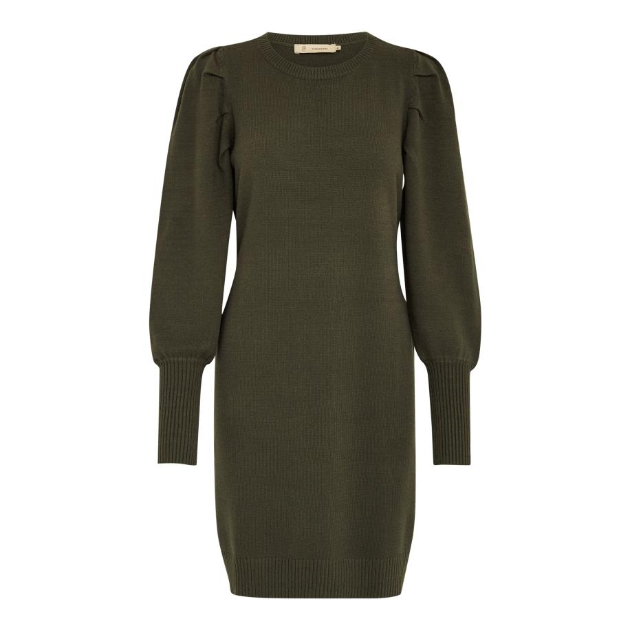 Peppercorn Peppercorn Gebreide jurk Robe Anissa olijfgroen -