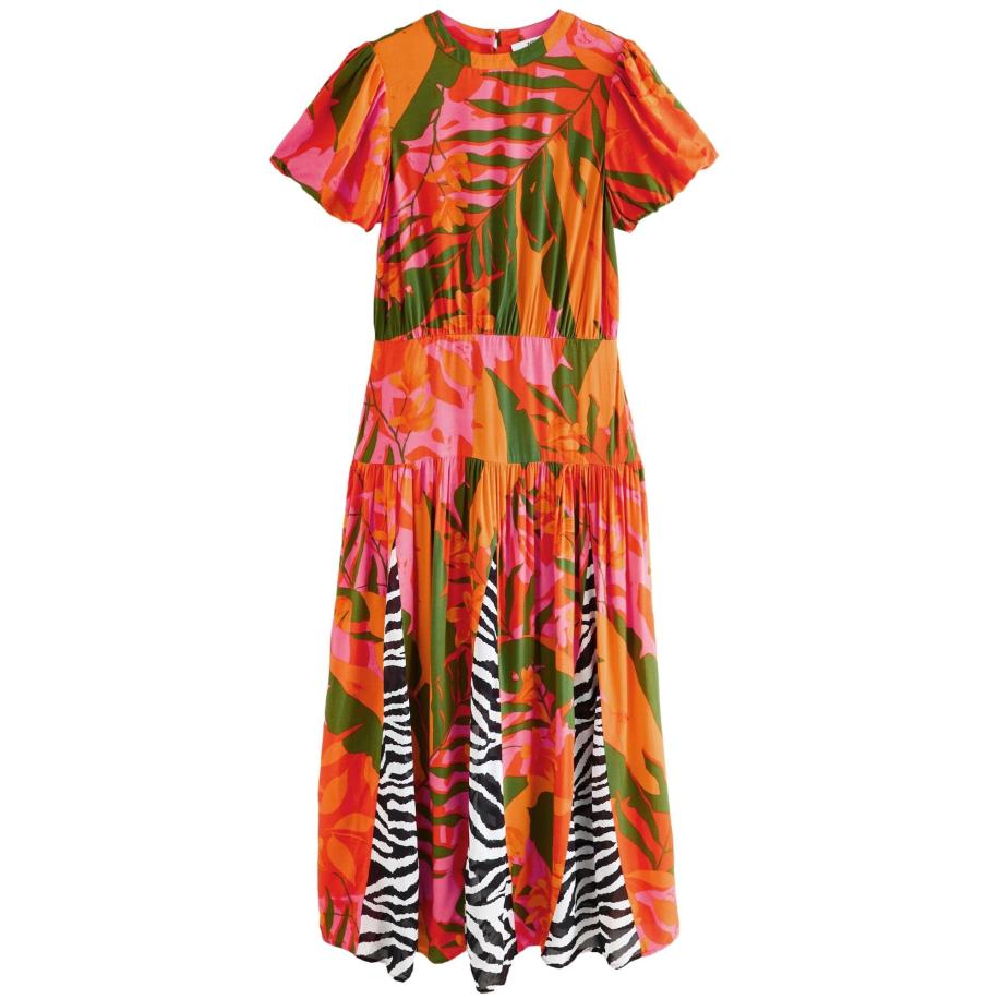 Next Next Jurk oranje / lichtroze / zwart / wit -