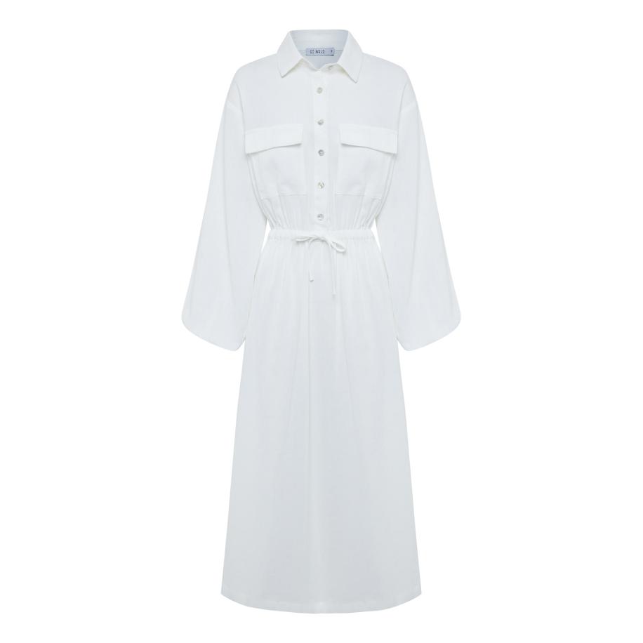 St MRLO Jurk REISE MIDI DRESS wit Wit