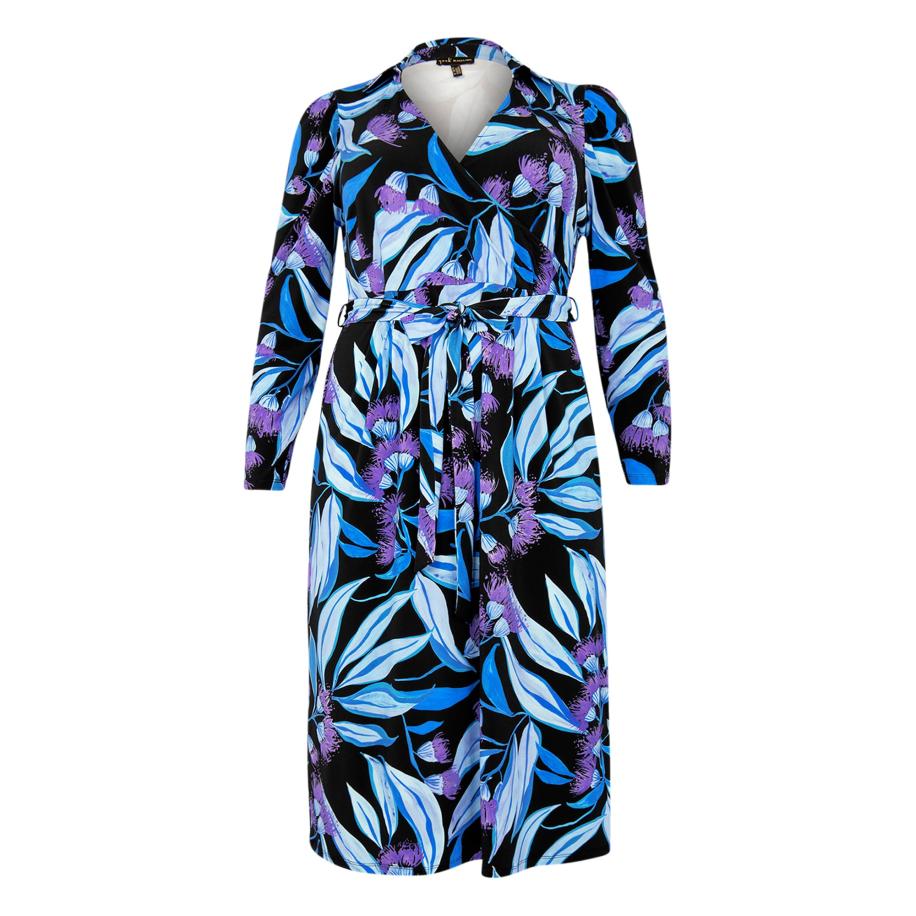 Yoek YOEK Jurk Wrap Detail blauw / lila -