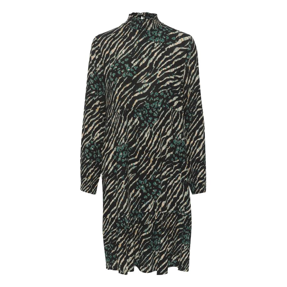 Kaffe Jurk Karina beige / donkergroen / zwart Zwart