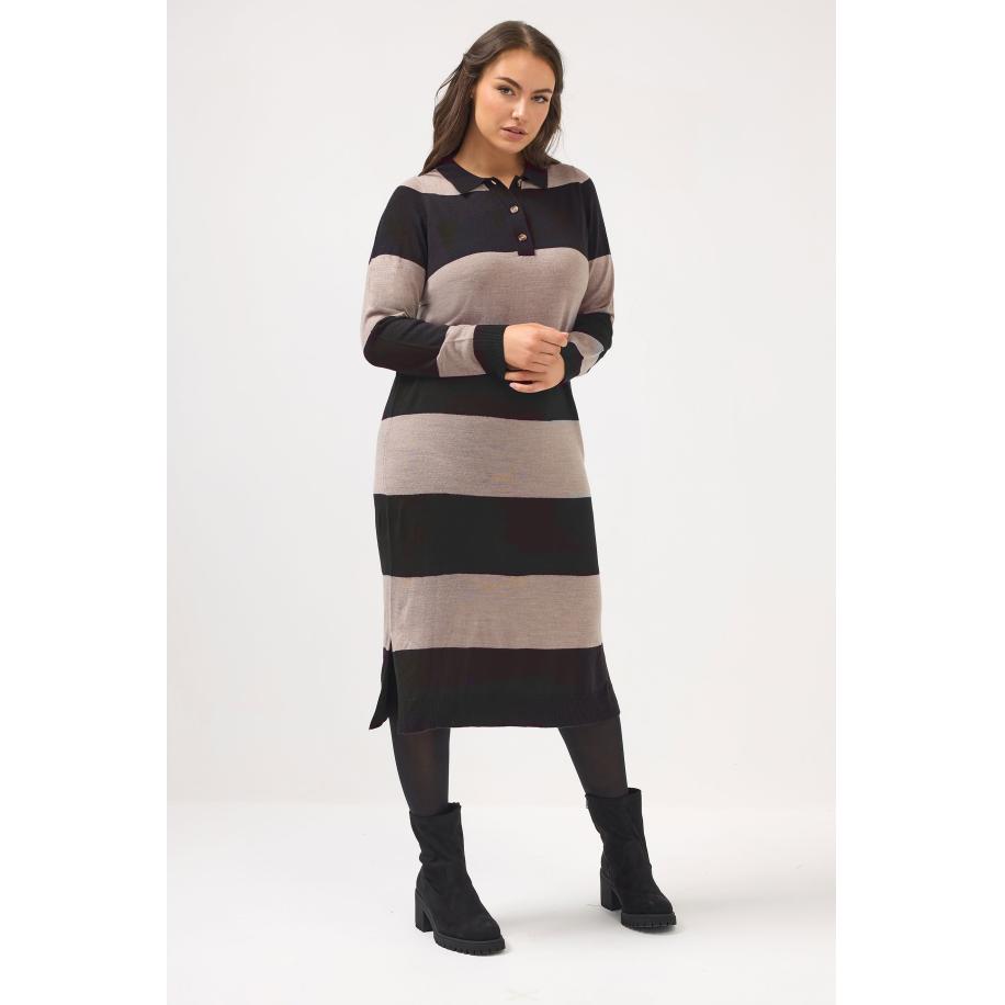 Yours Zwarte Gebreide Truijurk Met Rugbykraag Size 42-44 Zwart