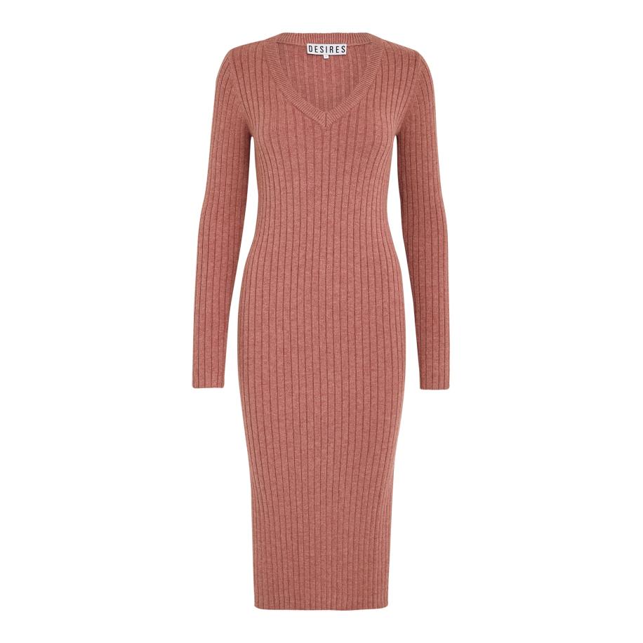Desires DESIRES Gebreide jurk Amabel pastelrood -