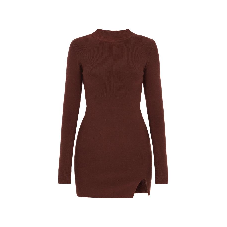 IDONY IDONY Jurk kastanjebruin -